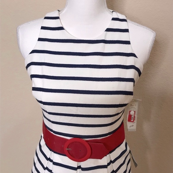 Eliza J Striped Fit & Flare Dress Size 2P - Picture 3 of 15